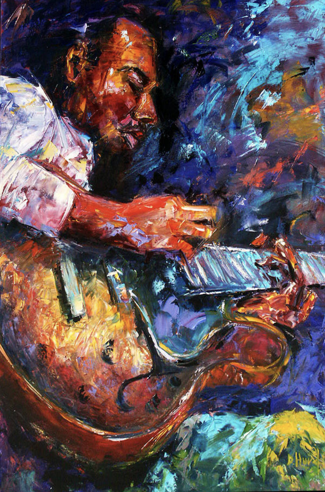 Daily Painters Abstract Gallery Jazz Portrait Painting,Guitar, Music