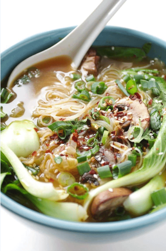 GINGER GARLIC NOODLE SOUP WITH BOK CHOY
