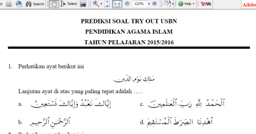 Kumpulan Soal Prediksi Usbn Pai Sd Tahun 2016 Sekolahdasar Net