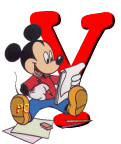 Alfabeto de Mickey Mouse en diferentes posturas y vestuarios Y.