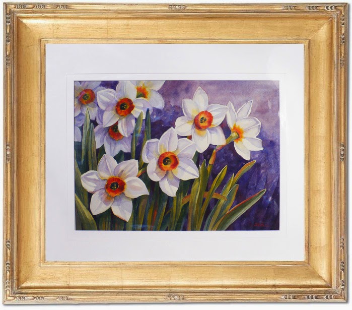 Framing idea for Narcissus Flowers watercolor painting