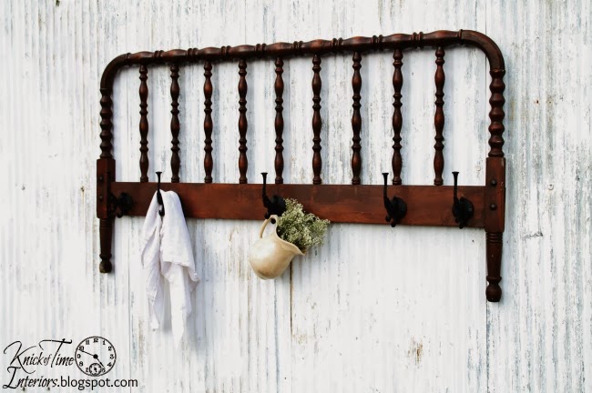 Repurposed Bed Frame Coat Rack, 