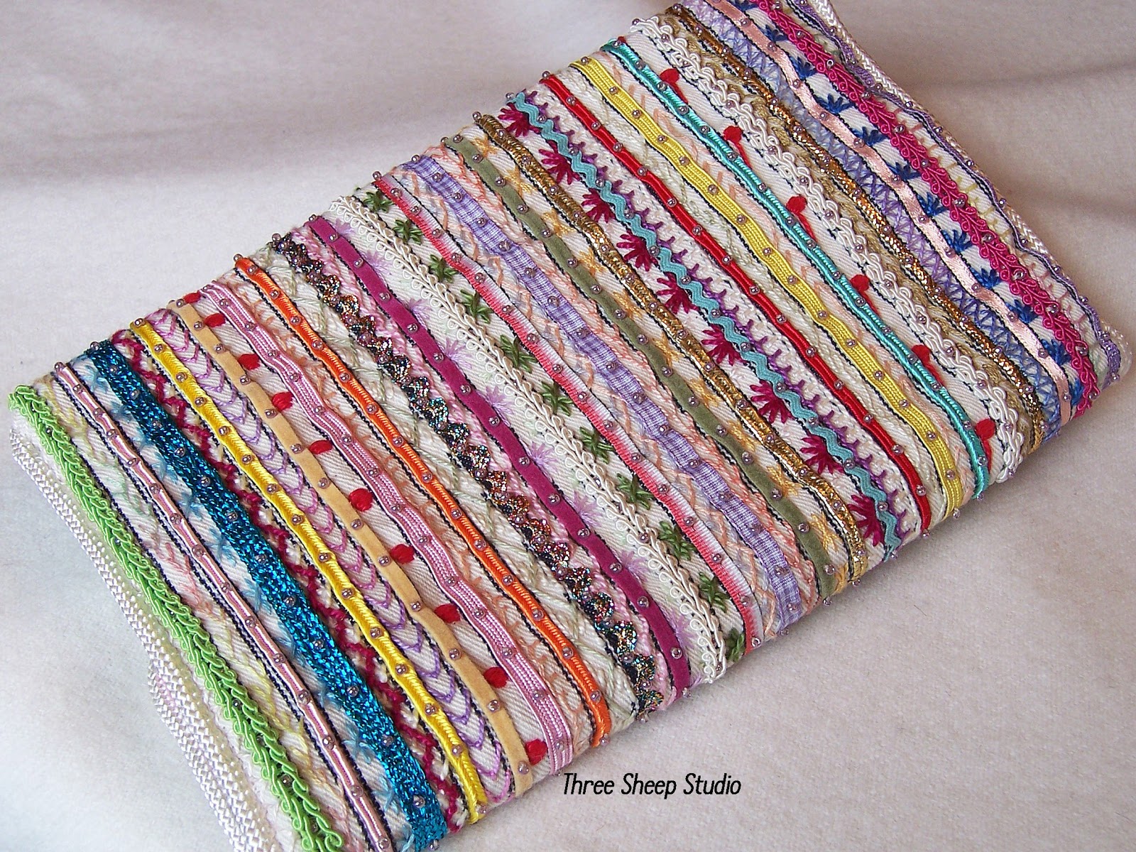 Three Sheep Studio Hand Embroidered Bag / Clutch...