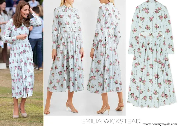 Kate Middleton wore Emilia Wickstead Aurora belted floral print Swiss dot cotton blend seersucker dress