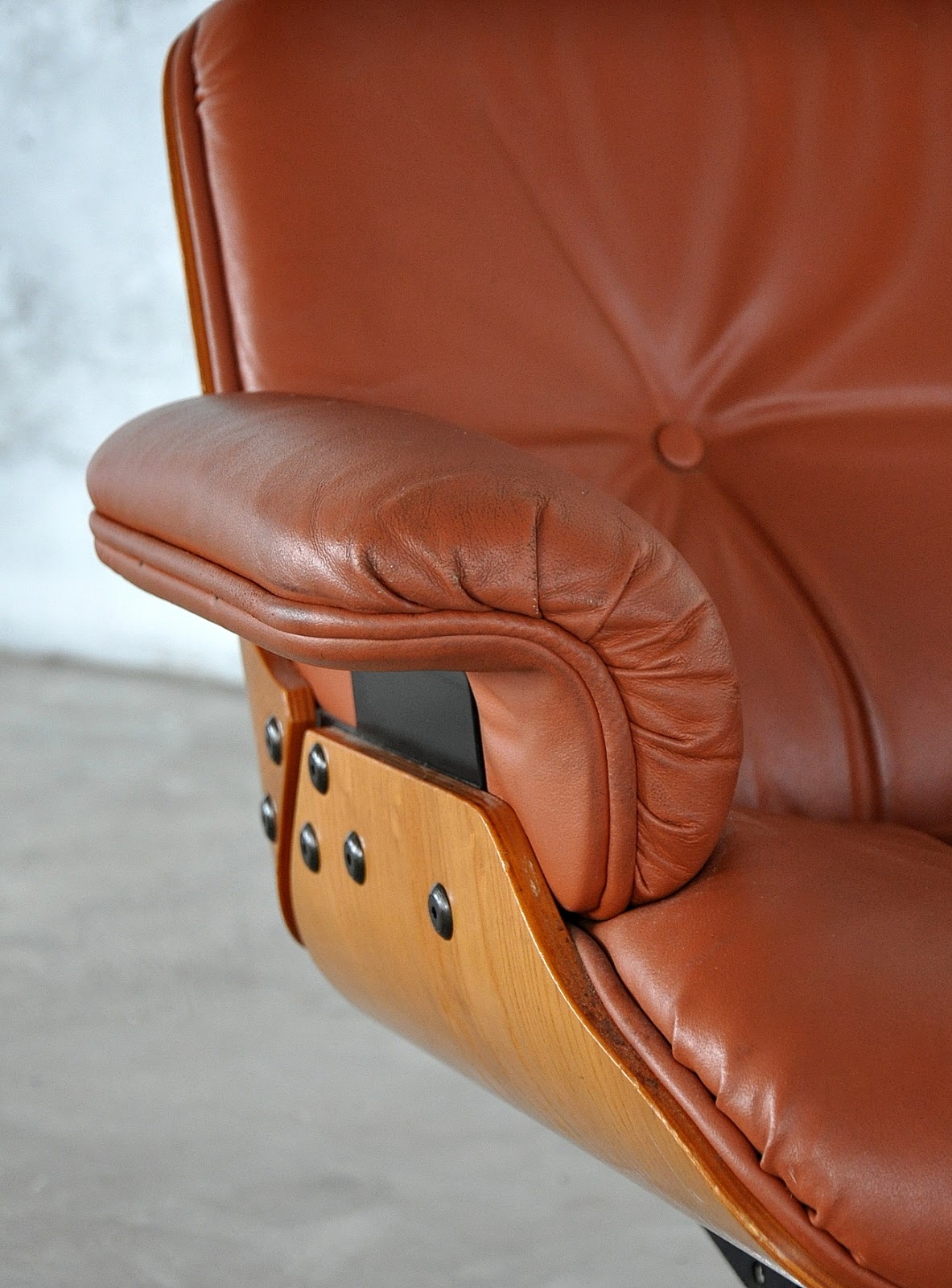 SELECT MODERN: Plycraft Eames Style Leather Lounge Chair & Ottoman