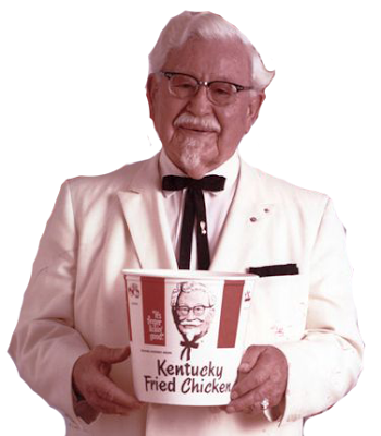       * الكولونيل ساندرز مؤسس مطاعم كنتاكى الشهيرة