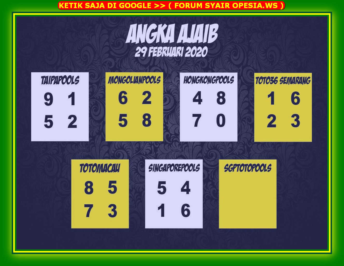 1 New Message Kode Syair Sydney 29 Februari 2020 Forum Syair Togel Hongkong Singapura Sydney