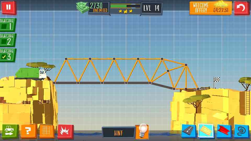 Build a Bridge Level 130 Solved, 3 Star Walk Through Gamers Amatir