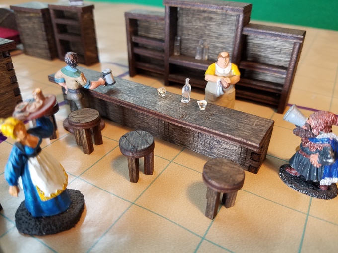 Tenkar's Tavern Kickstarter Miniature RPG Terrain Wood Furniture