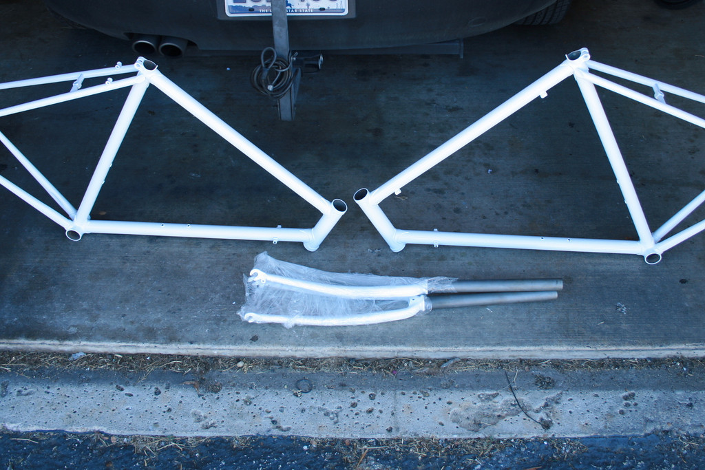 Building a Steel Road Bike: Frames are back from powder coating
