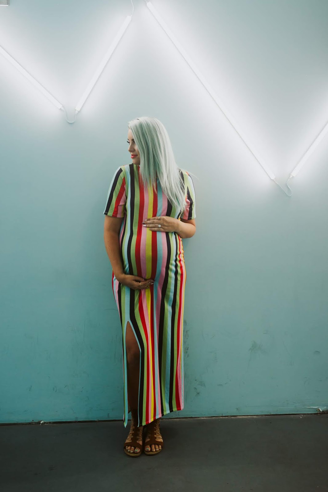 Rainbow Dress, Striped Dress, Maternity Outfit