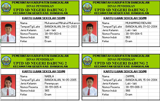 Cara membuat kartu ujian dengan Excel (versi lain)