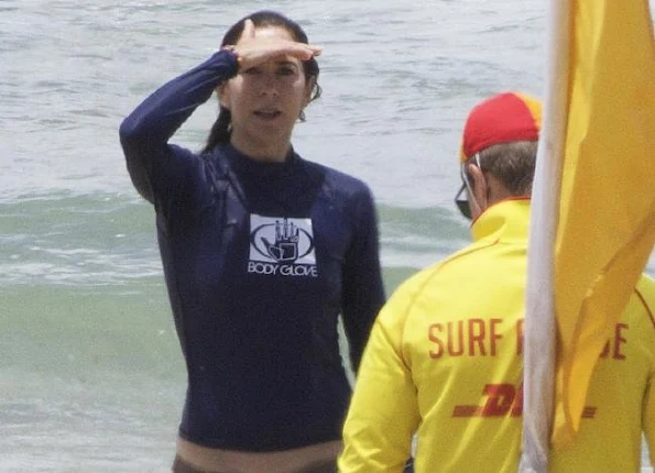 Crown Prince Frederik and Crown Princess Mary of Denmark, Prince Christian and Princess Josephine on the Beach of Mermaid