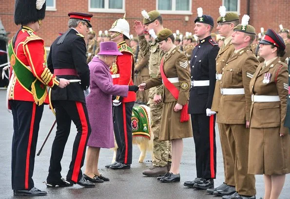 Queen Elizabeth presented leeks to the Royal Welsh to mark St David's Day at Lucknow Barracks in Tidworth
