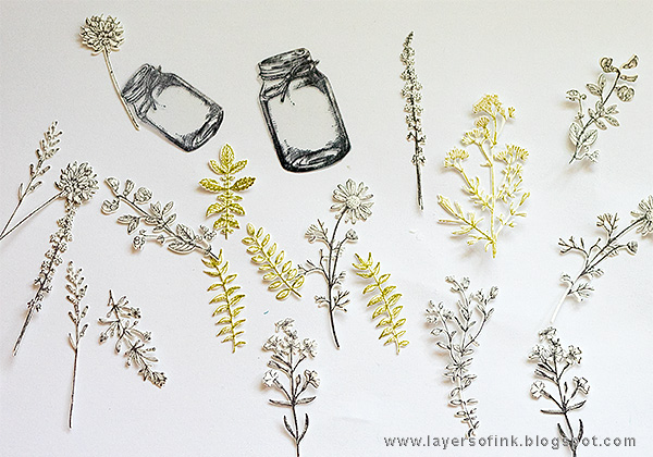 Layers of ink - Wildflower Mason Jar Tutorial by Anna-Karin with Tim Holtz Sizzix Flower Jar