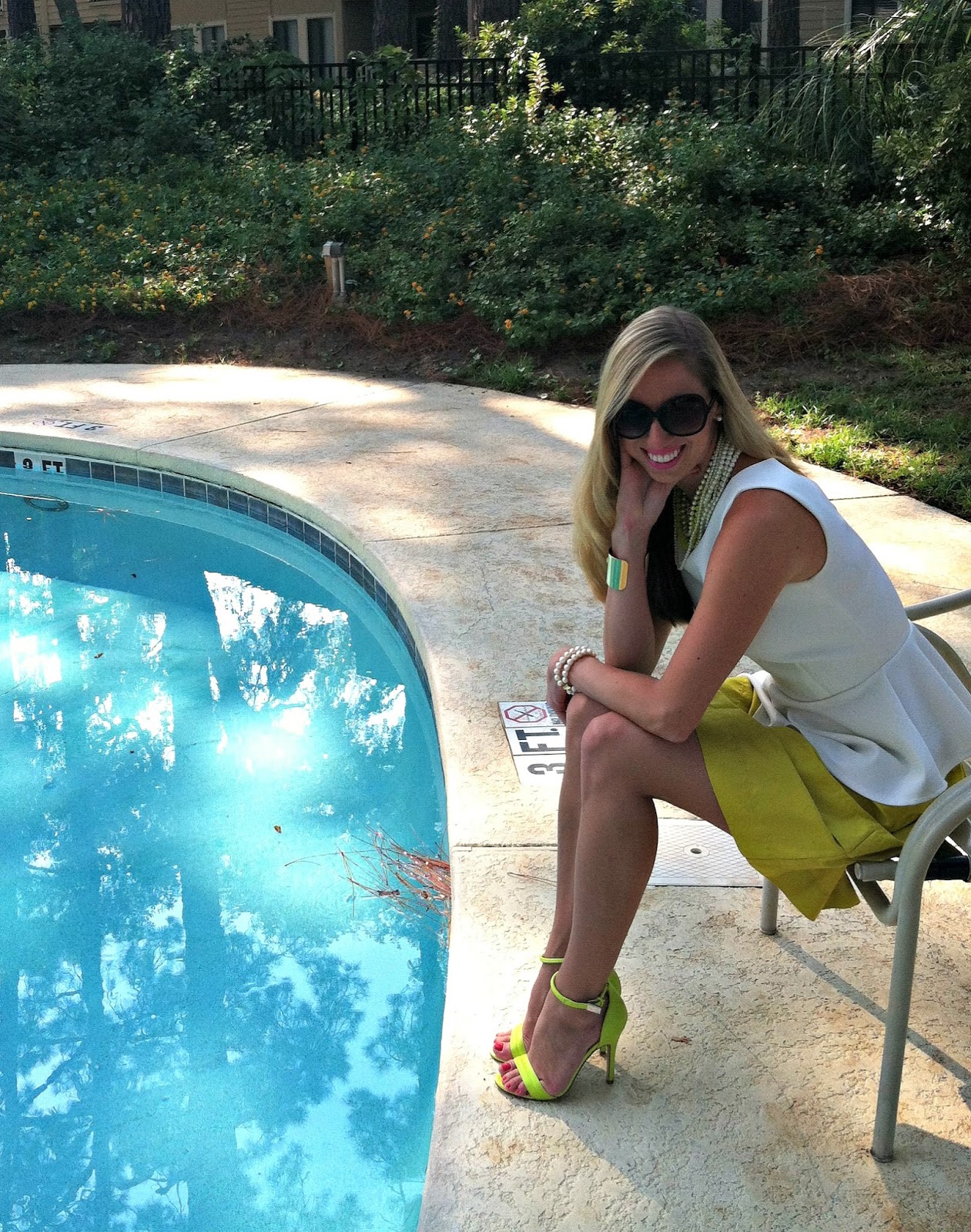 Pink Champagne: Poolside in Peplum and Pearls