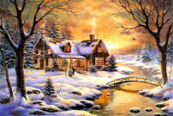 christmas cottage winter hd wallpapers snowman xmas paintings year creek source