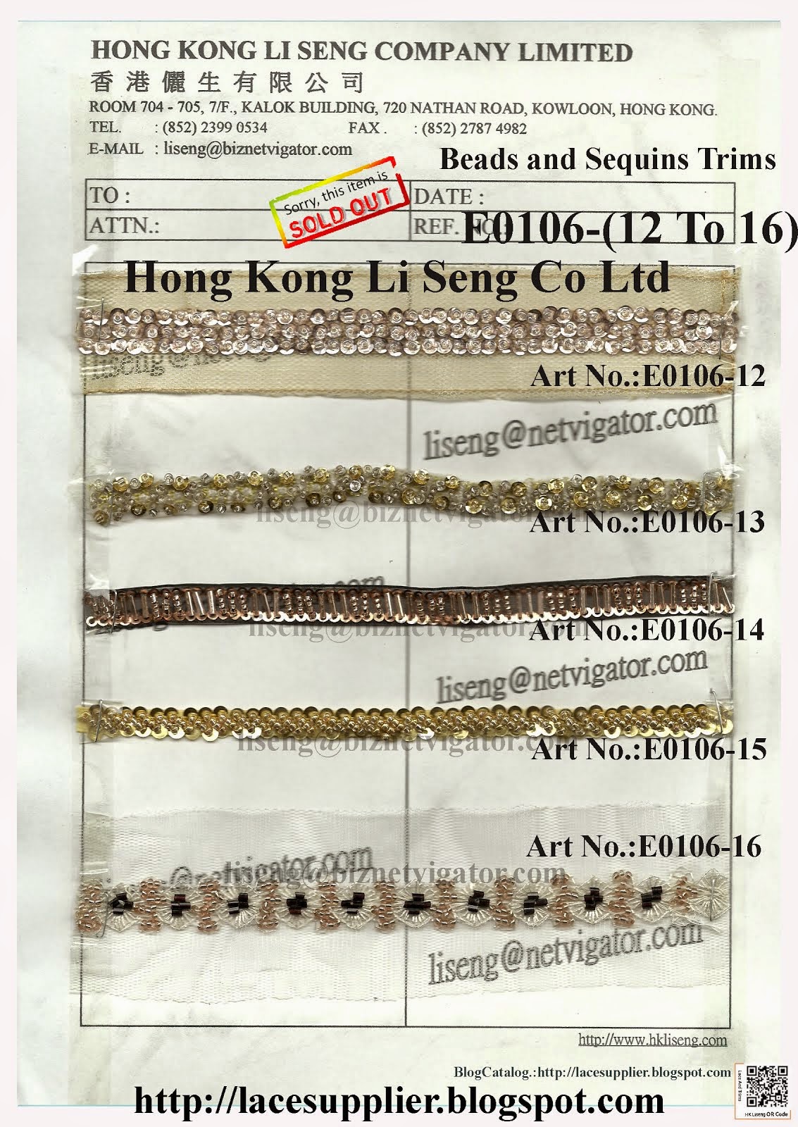 Beads and Sequins Trims Manufacturer - Hong Kong Li Seng Co Ltd