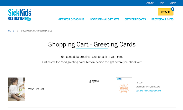 SickKids Get Better Gifts for the Holidays - Wish List Gift - Shopping Cart