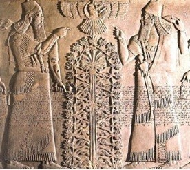 Babylonian bas-relief of Asherah tree Babylonian bas-relief of Asherah tree