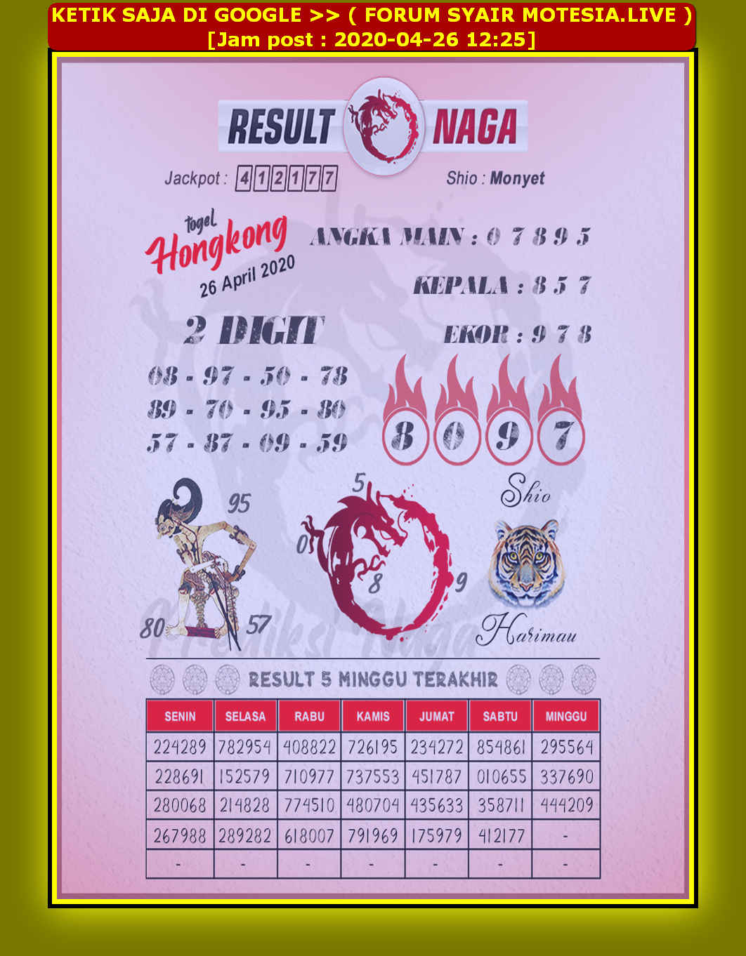 1 New Message Kode Syair Hongkong 26 April 2020 Forum Syair Togel Hongkong Singapura Sydney