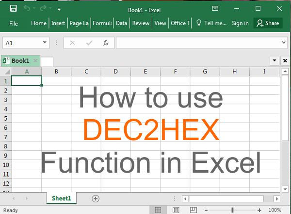 how to use dec2hex function in excel