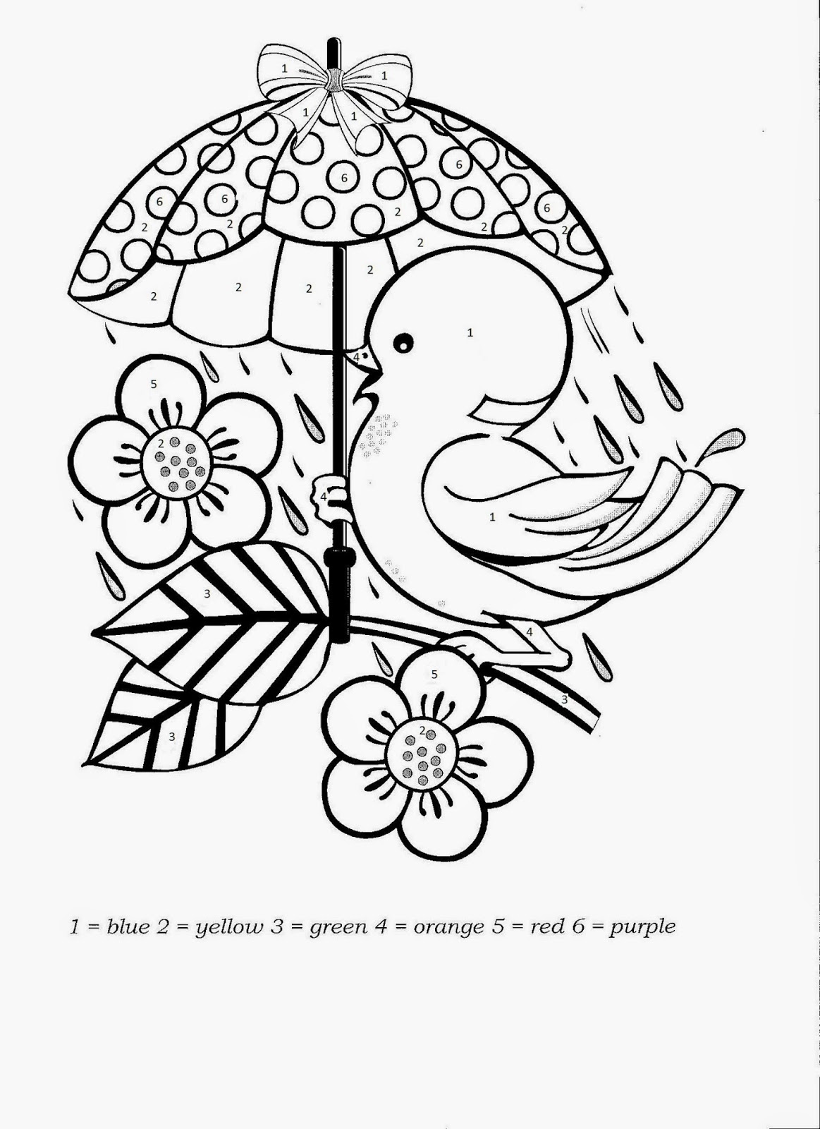 Umbrella Bird Coloring Pages for Kids
