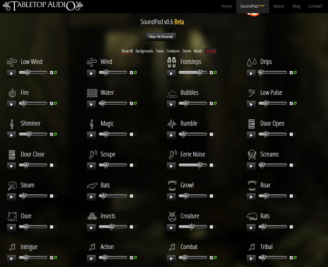 Free GM Resource SoundPad from Tabletop Audio Frugal GM