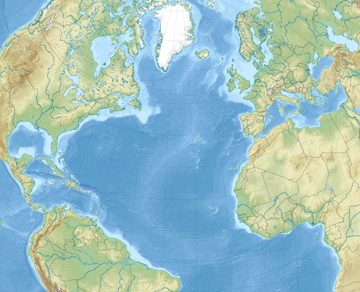 North Atlantic Ocean On A Map 