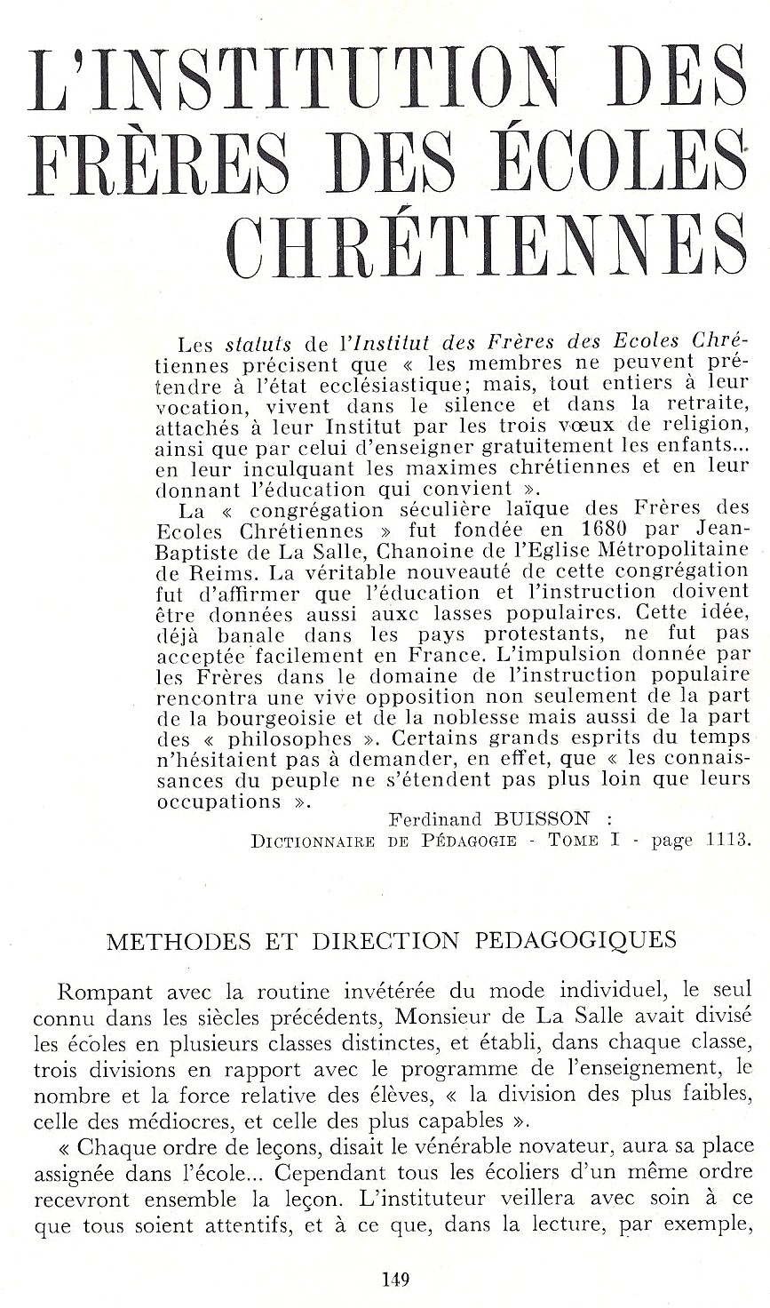 Manuels anciens L’institution des Frères des Écoles Chrétiennes Méthodes et direction