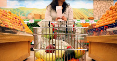 Woman shopping for groceries