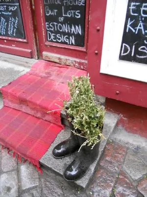 Flower pot boots in Tallinn, Estonia