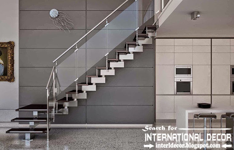 high-tech stairs design 2015 and staircase with glass railings for modern interior