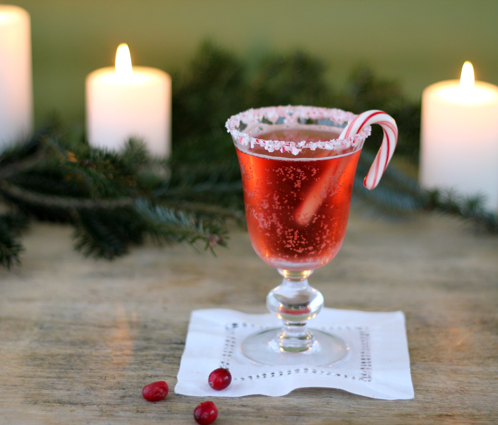 Jenny Steffens Hobick Candy Cane Cranberry Cocktail Holiday Cocktail