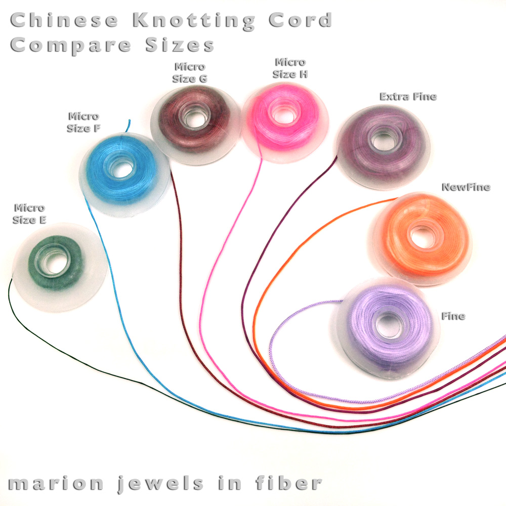 Marion Jewels in Fiber - News and Such: Chinese Knotting Cord - Compare  Sizes