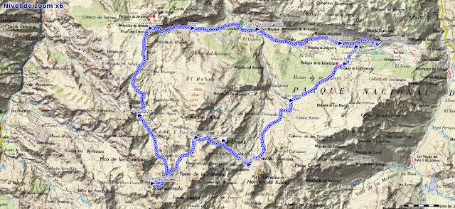 Mapa ruta circular al Torrecerredo desde Pandébano