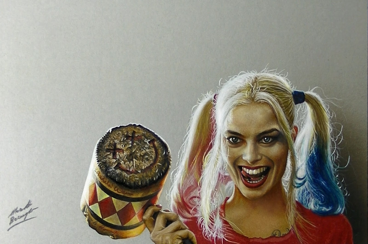07-Harley-Quinn-Suicide-Squad-Marcello-Barenghi-Exploring-Tiny-Details-of-Hyper-Realistic-Drawings-www-designstack-co