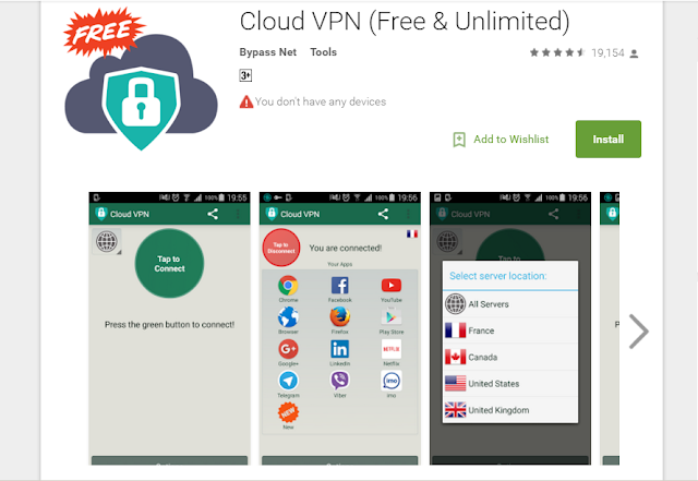 Cloud VPN أفضل وأسرع كاسر بروكسي للأندرويد متاح للتحميل بالمجان 