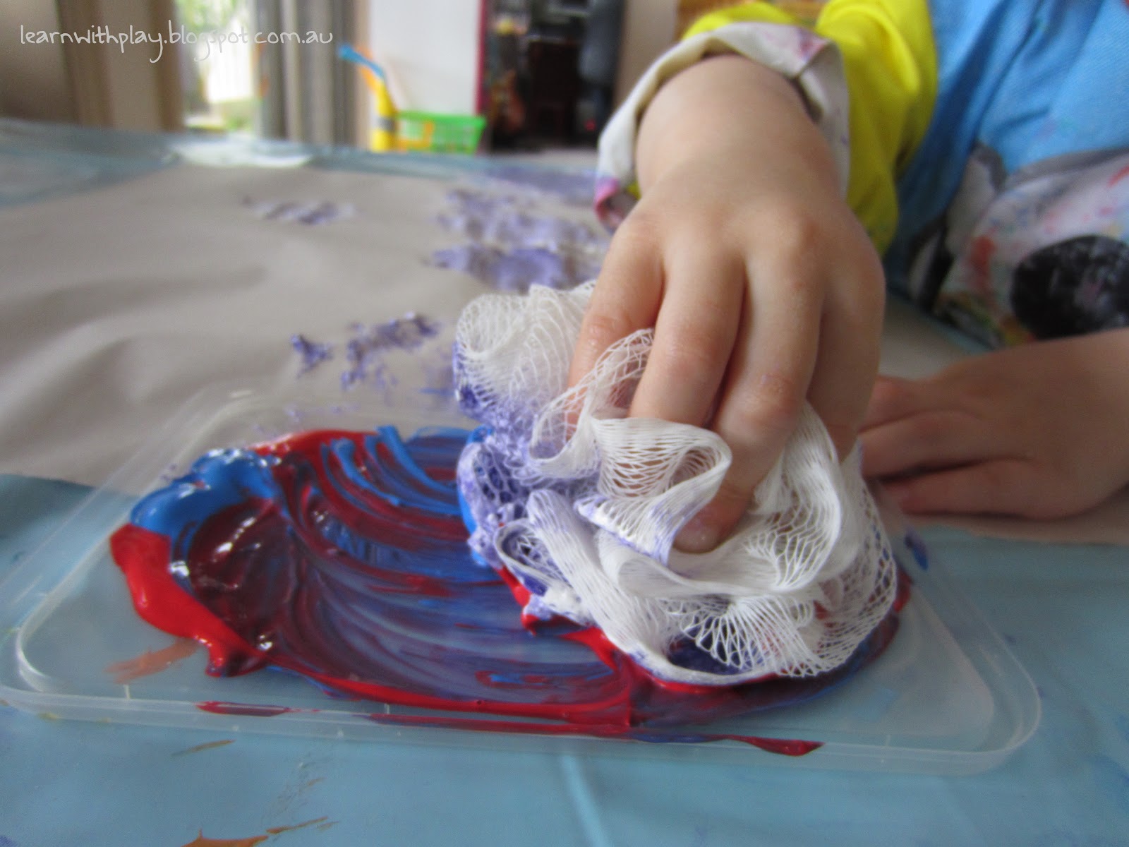 Learn with Play at Home Shower Sponge Painting