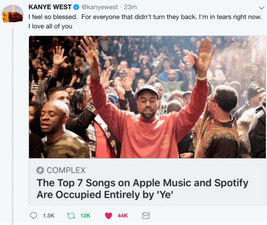 Kanye Now Rules The Charts.