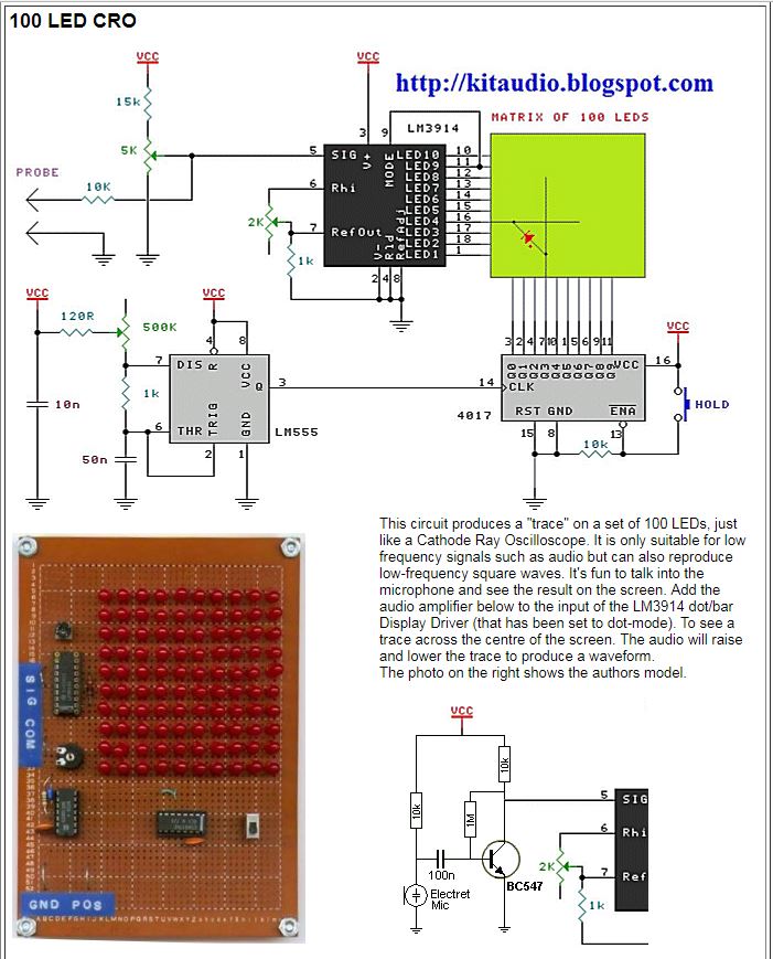 Eddy Bergman.com: LED Oscilloscope with 100 LEDs.