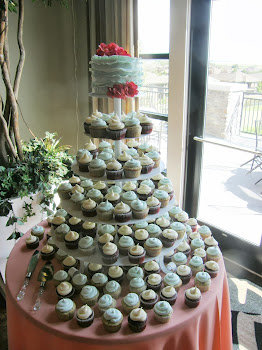 300 cupcake tree with round fondant frill cake