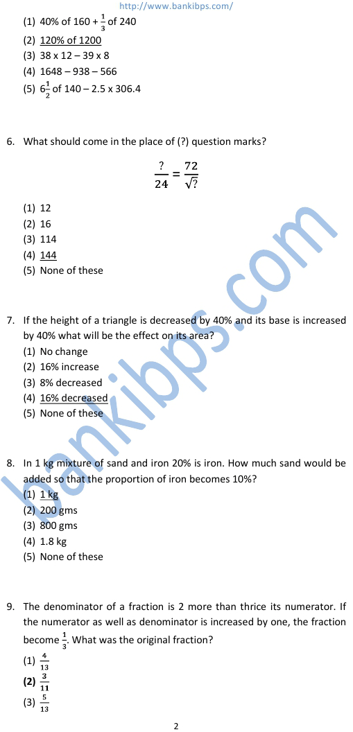 Bank Aptitude Test Questions And Answers