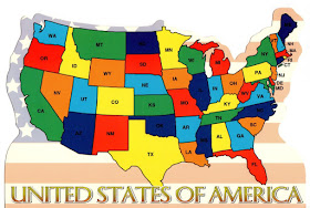 mapa dos Estados Unidos e estados