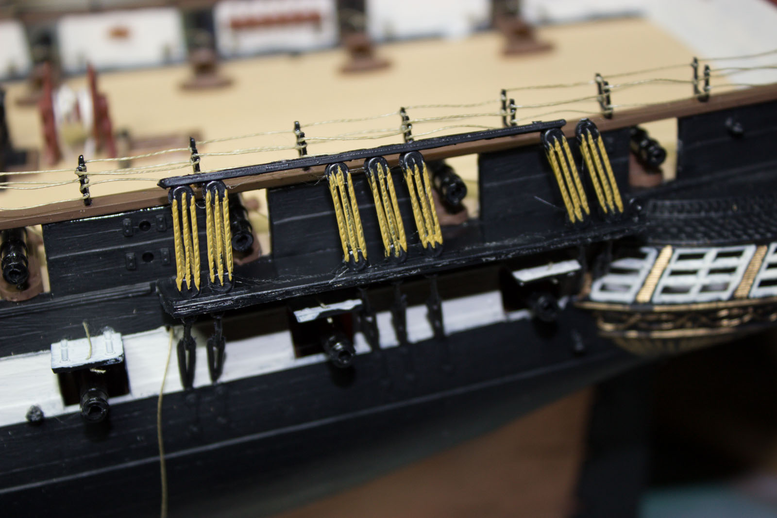 Sailing Ship Models USS Constitution Fixing Deadeyes and Channels on