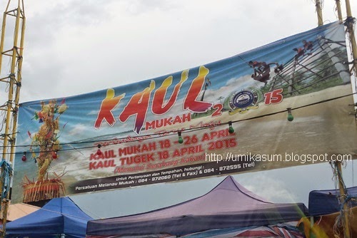 Gambar Pesta Kaul Mukah 2015 yang diadakan di Pantai Kaul Mukah, Sarawak. Perayaan masyarakat Melanau yang diadakan setiap tahun, banner iklan pesta kaul mukah