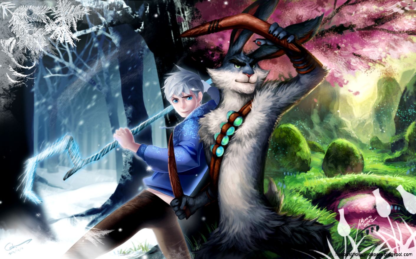 Jack Frost and E Aster Bunnymund jackrabbit   Rise of the