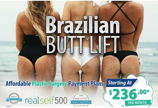 Propaganda da cirurgia Brazilian butt lift, para aumentar o bumbum, em site americano 