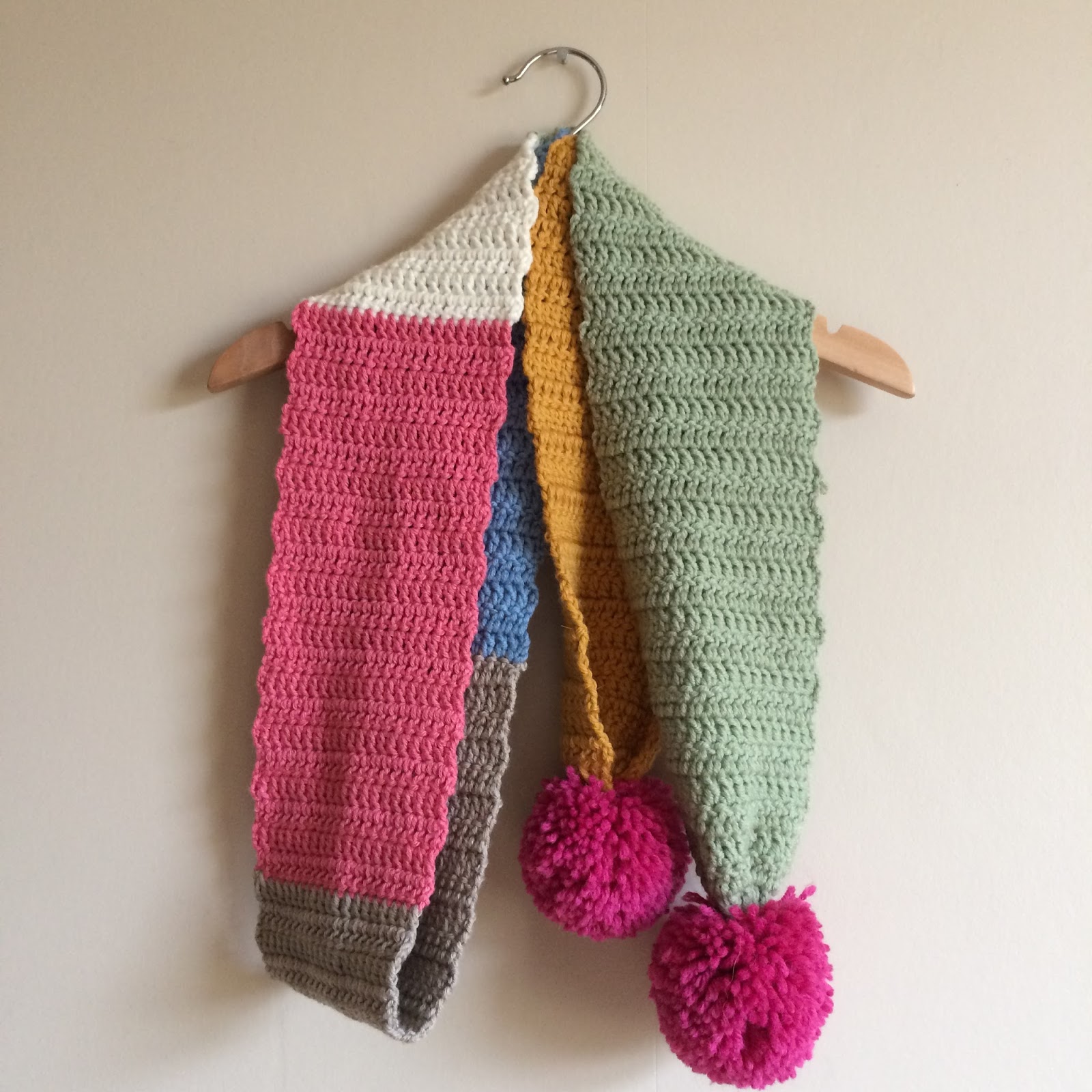 my two girls Crochet Pom Pom Scarf