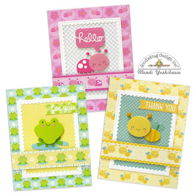 Doodlebug Design Spring Things Ladybug, Frog & Bumblebee Card Trio Set by Mendi Yoshikawa